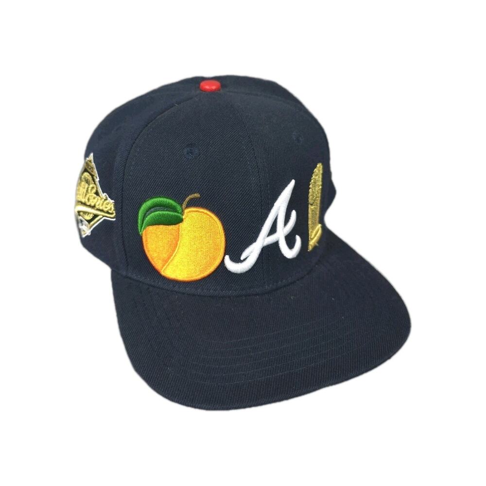 Atlanta Braves Hat Cap 90s World Series Champions Trophy Georgia Peach Rare EUC